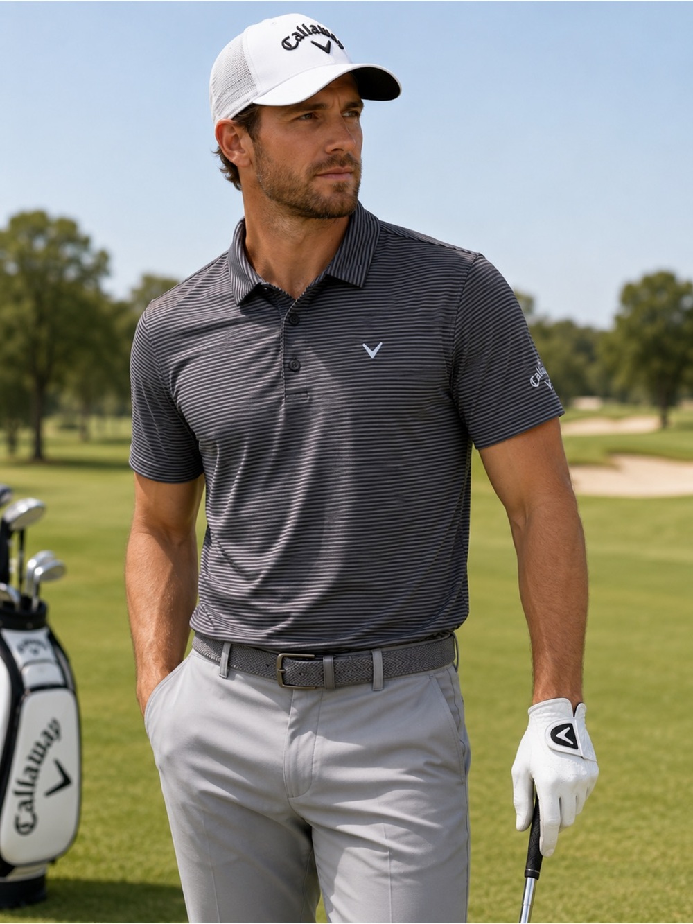 Callaway Gray Athletic Polo Shirt L or XL